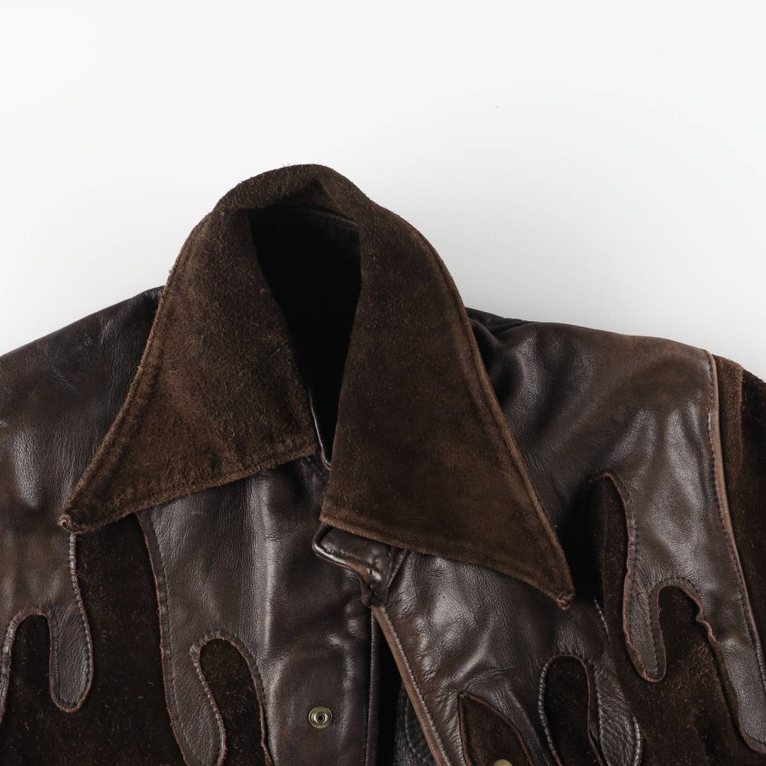 Suede leather jacket, men's size S unclear brown type Vintage Second Hand