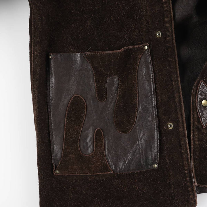 Suede leather jacket, men's size S unclear brown type Vintage Second Hand