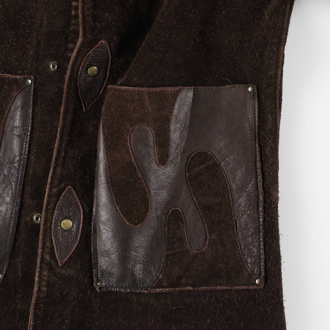 Suede leather jacket, men's size S unclear brown type Vintage Second Hand