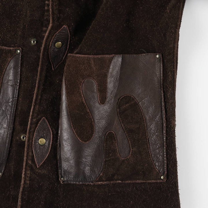 Suede leather jacket, men's size S unclear brown type Vintage Second Hand