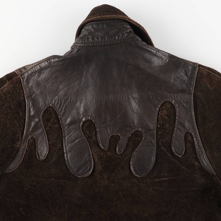Suede leather jacket, men's size S unclear brown type Vintage Second Hand