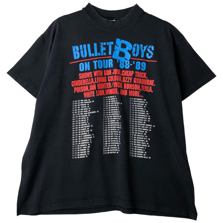 Vintage 90'S Stedman Bullet Boys On Tour '88-'89 Tour Band T-Shirt, Made in USA, Men's Size XL cotton black type Vintage Second Hand
