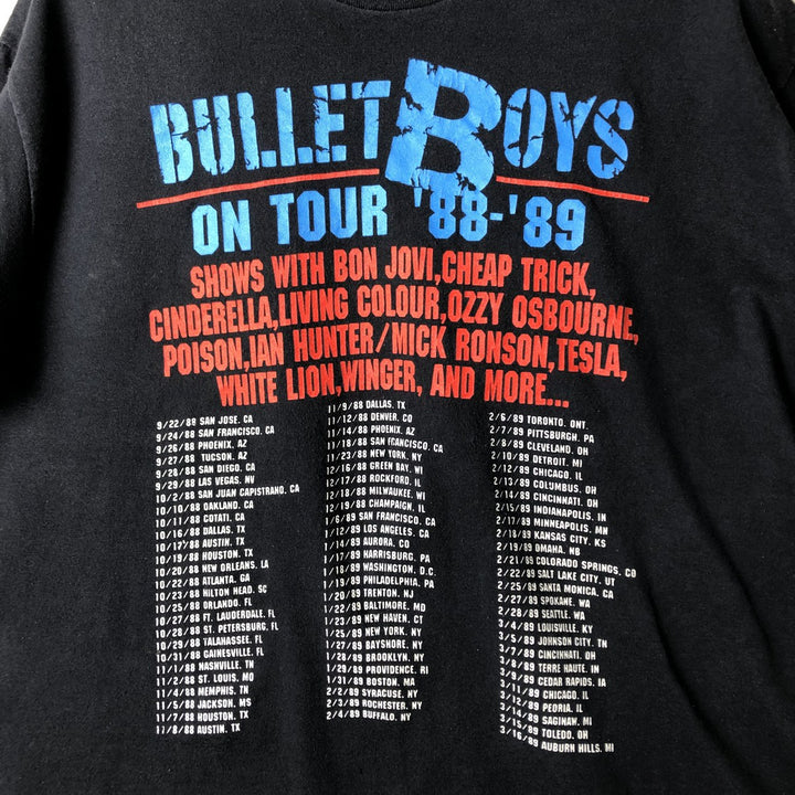 Vintage 90'S Stedman Bullet Boys On Tour '88-'89 Tour Band T-Shirt, Made in USA, Men's Size XL cotton black type Vintage Second Hand