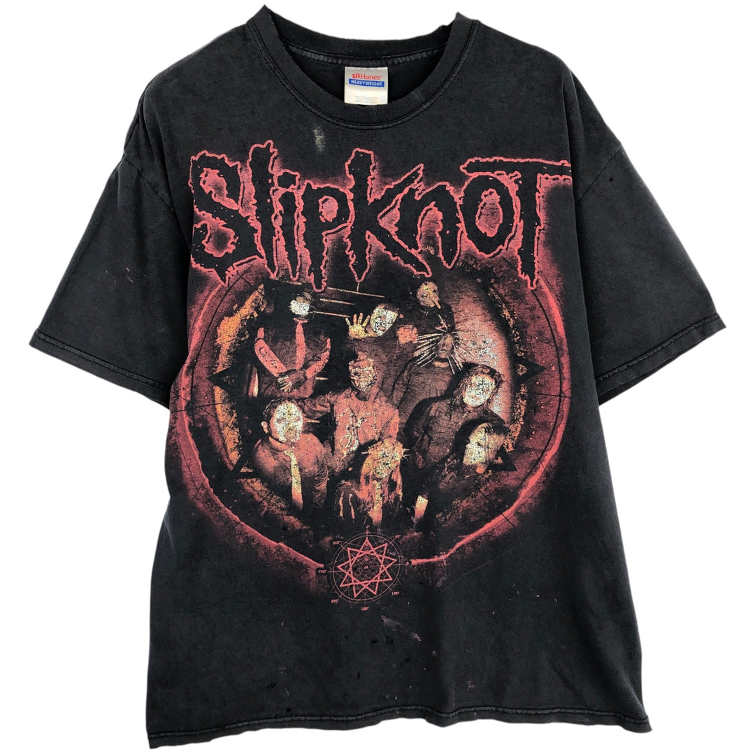 Hanes Heavyweight Slipknot Band T-Shirt, Men's Size Large cotton black type Vintage Second Hand
