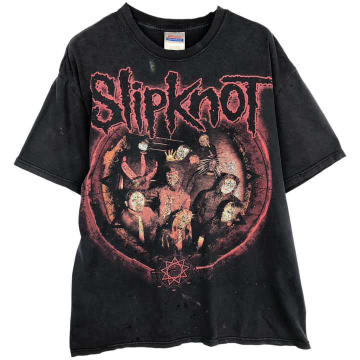 Hanes Heavyweight Slipknot Band T-Shirt, Men's Size Large cotton black type Vintage Second Hand