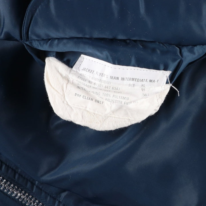 Civilian Alpha MA-1 type padded military flight jacket, men's XL size polyamide navy blue type Vintage Second Hand