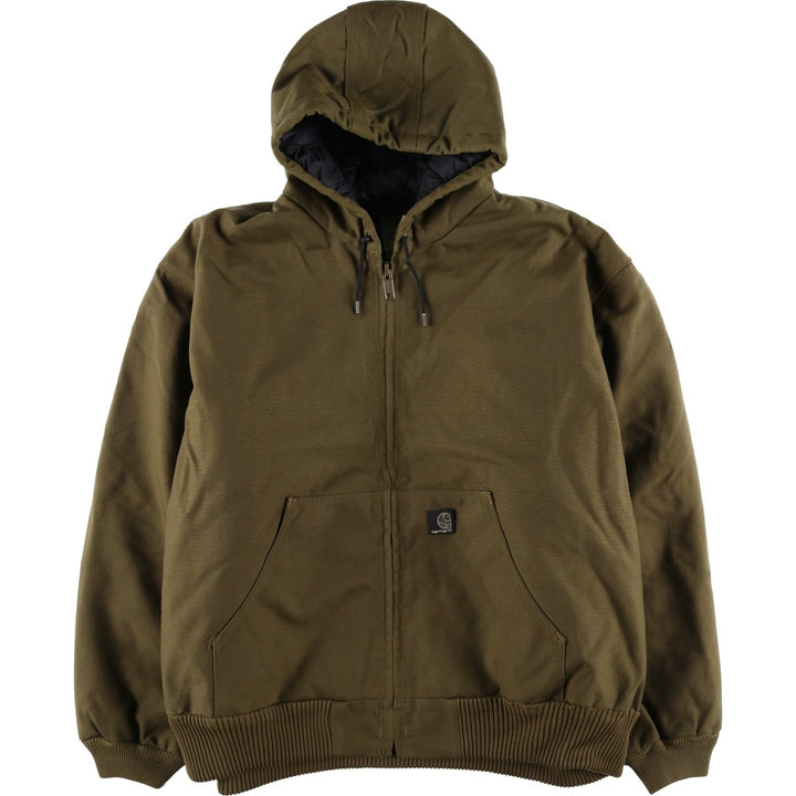 2000'S Carhartt Active Jacket, Padded Hooded Work Jacket, Men's XXL Nylon brown type Vintage Second Hand