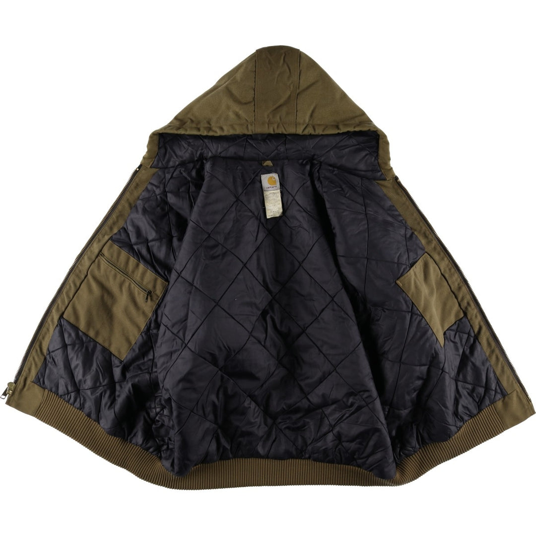 2000'S Carhartt Active Jacket, Padded Hooded Work Jacket, Men's XXL Nylon brown type Vintage Second Hand