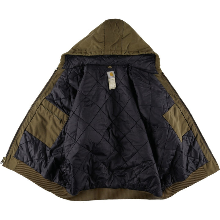 2000'S Carhartt Active Jacket, Padded Hooded Work Jacket, Men's XXL Nylon brown type Vintage Second Hand