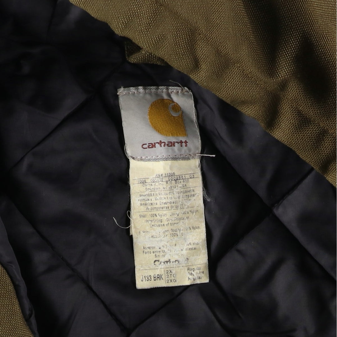 2000'S Carhartt Active Jacket, Padded Hooded Work Jacket, Men's XXL Nylon brown type Vintage Second Hand