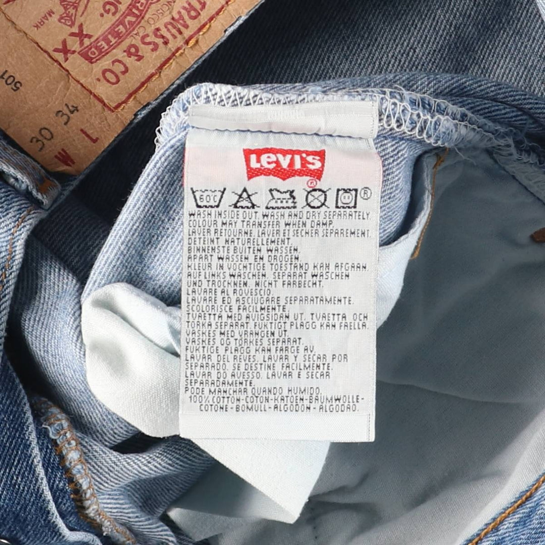 90'S Levi's 501-0114 Straight Denim Pants, Made in USA, Men's, Size W30, Vintage cotton blue type Vintage Second Hand
