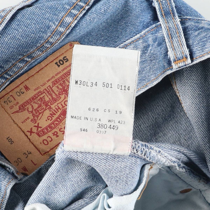 90'S Levi's 501-0114 Straight Denim Pants, Made in USA, Men's, Size W30, Vintage cotton blue type Vintage Second Hand