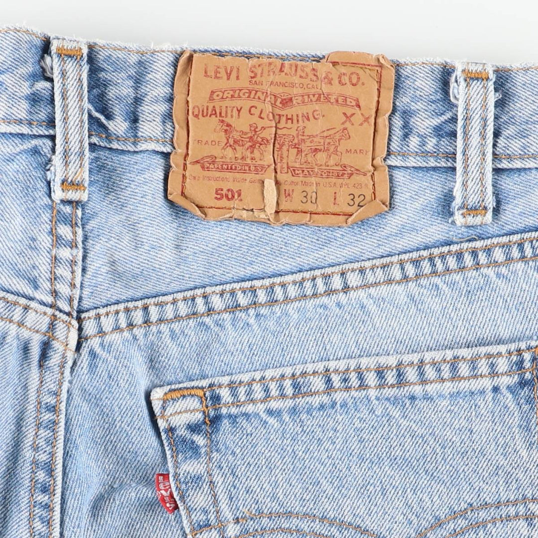 Vintage 90'S Levi's 501-0191 Straight Denim Pants, Made in USA, Women's Size L (W28) cotton blue type Vintage Second Hand