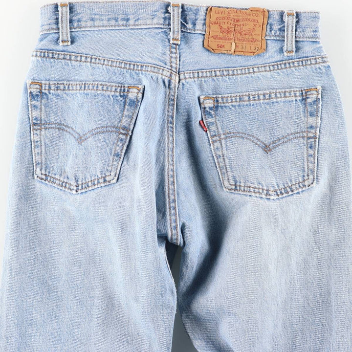 Vintage 90'S Levi's 501-0191 Straight Denim Pants, Made in USA, Women's Size L (W28) cotton blue type Vintage Second Hand