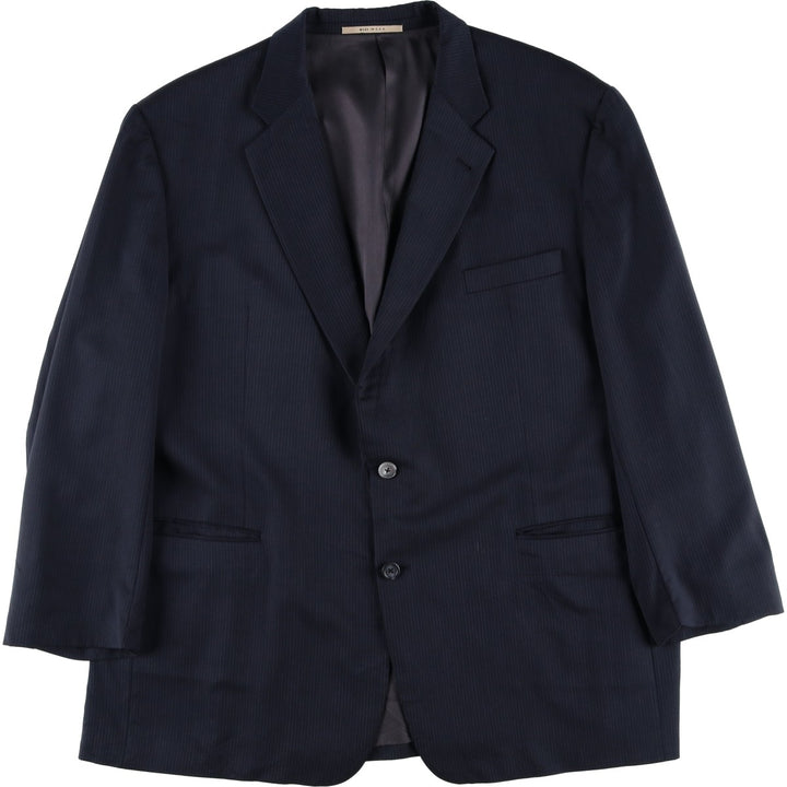Burberry's BURBERRY LONDON Striped Wool Tailored Jacket, Made in USA, Men's Size XL wool navy blue type Vintage Second Hand