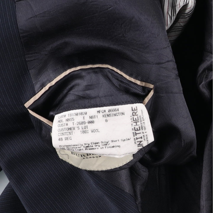 Burberry's BURBERRY LONDON Striped Wool Tailored Jacket, Made in USA, Men's Size XL wool navy blue type Vintage Second Hand