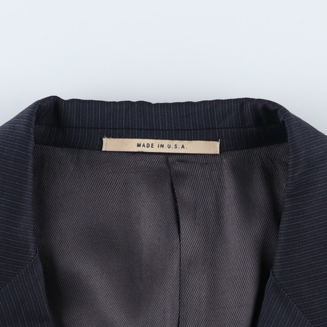 Burberry's BURBERRY LONDON Striped Wool Tailored Jacket, Made in USA, Men's Size XL wool navy blue type Vintage Second Hand