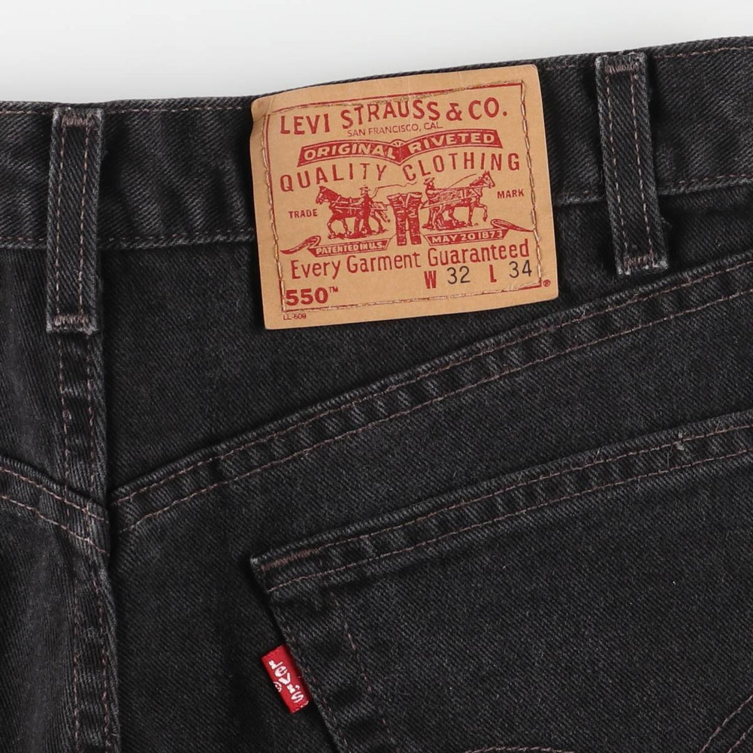 00'S Levi's 550 Relaxed Fit Black Denim Tapered Denim Pants Made in USA Men's W32 cotton black type Vintage Second Hand
