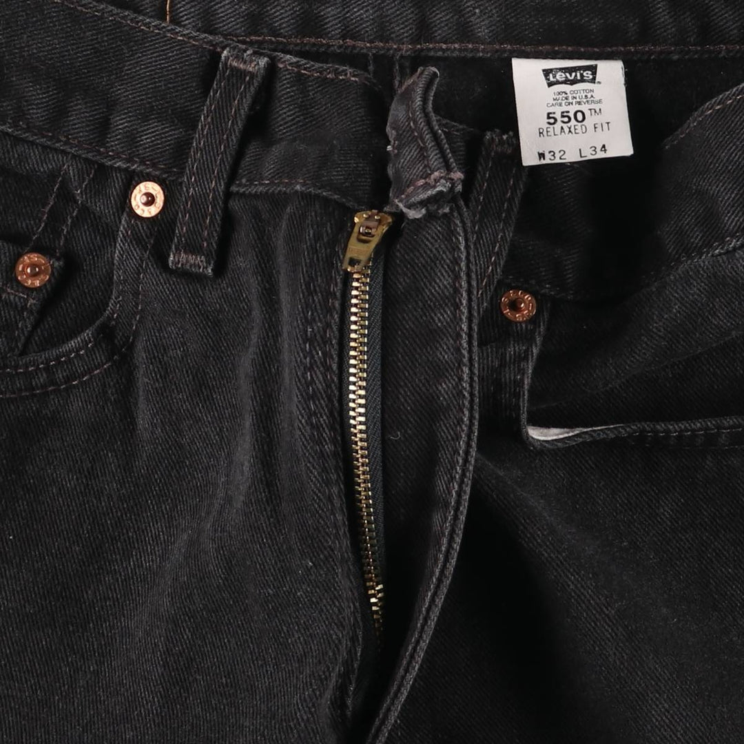 00'S Levi's 550 Relaxed Fit Black Denim Tapered Denim Pants Made in USA Men's W32 cotton black type Vintage Second Hand