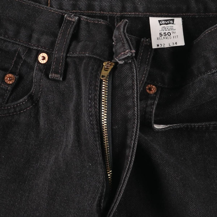 00'S Levi's 550 Relaxed Fit Black Denim Tapered Denim Pants Made in USA Men's W32 cotton black type Vintage Second Hand