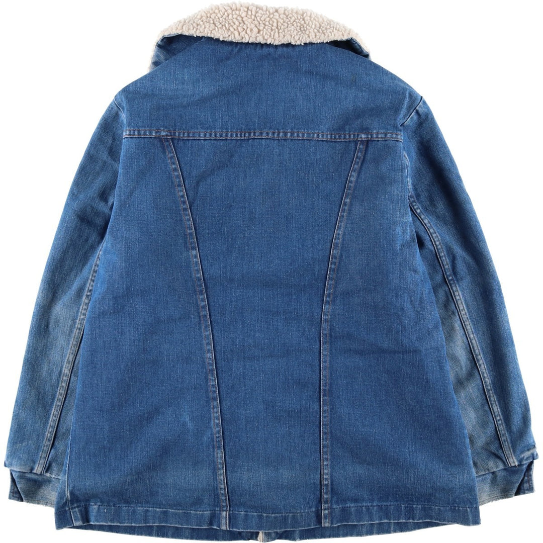 Vintage 70s-80'S Wrangler WRANGE COAT, denim boa lunch coat, made in the USA, men's size L unclear blue type Vintage Second Hand