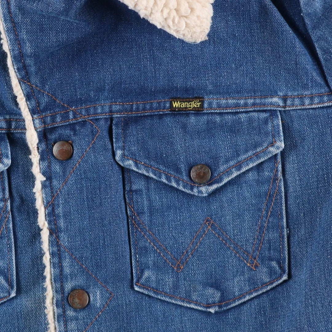 Vintage 70s-80'S Wrangler WRANGE COAT, denim boa lunch coat, made in the USA, men's size L unclear blue type Vintage Second Hand