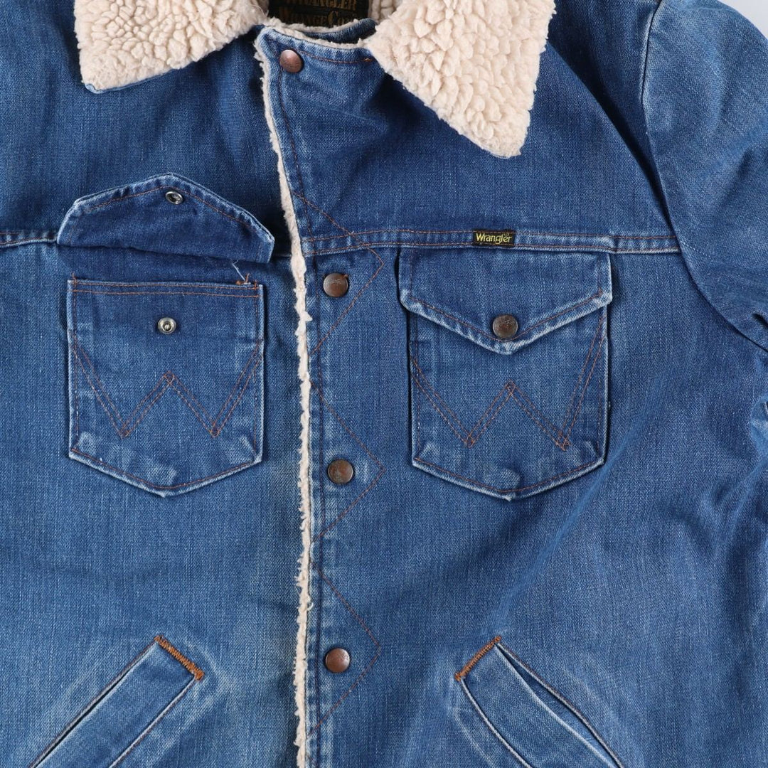 Vintage 70s-80'S Wrangler WRANGE COAT, denim boa lunch coat, made in the USA, men's size L unclear blue type Vintage Second Hand