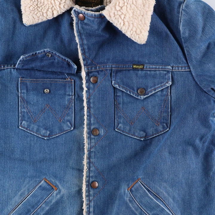 Vintage 70s-80'S Wrangler WRANGE COAT, denim boa lunch coat, made in the USA, men's size L unclear blue type Vintage Second Hand