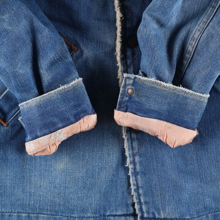 Vintage 70s-80'S Wrangler WRANGE COAT, denim boa lunch coat, made in the USA, men's size L unclear blue type Vintage Second Hand