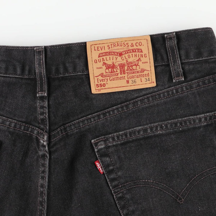 2000'S Levi's 00550-0260 Black Denim Tapered Denim Pants, Made in the USA, Men's Size W35 cotton black type Vintage Second Hand