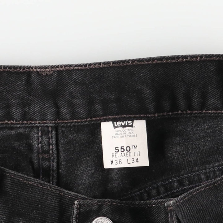 2000'S Levi's 00550-0260 Black Denim Tapered Denim Pants, Made in the USA, Men's Size W35 cotton black type Vintage Second Hand