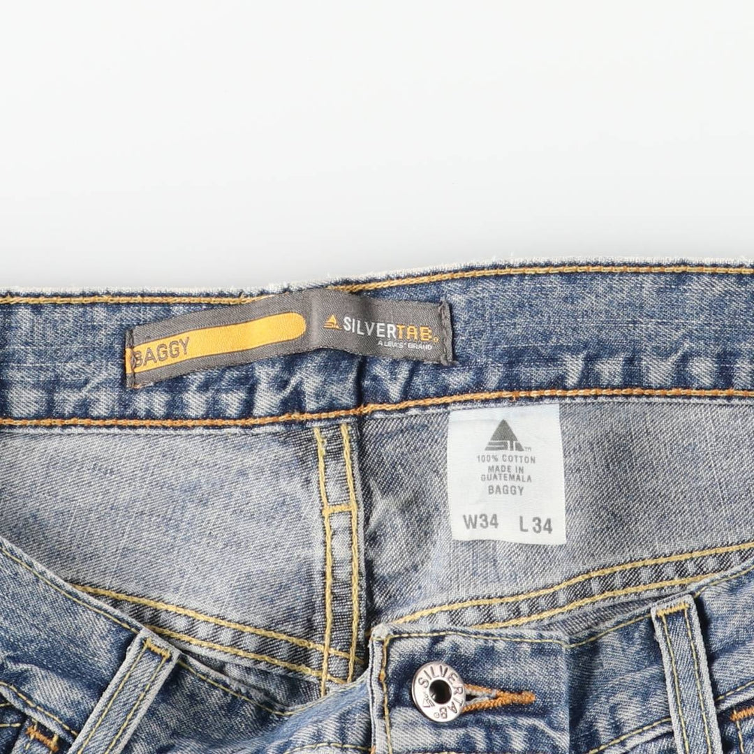 00'S Levi's SILVER TAB BAGGY tapered denim pants for men, size w34 cotton blue type Vintage Second Hand