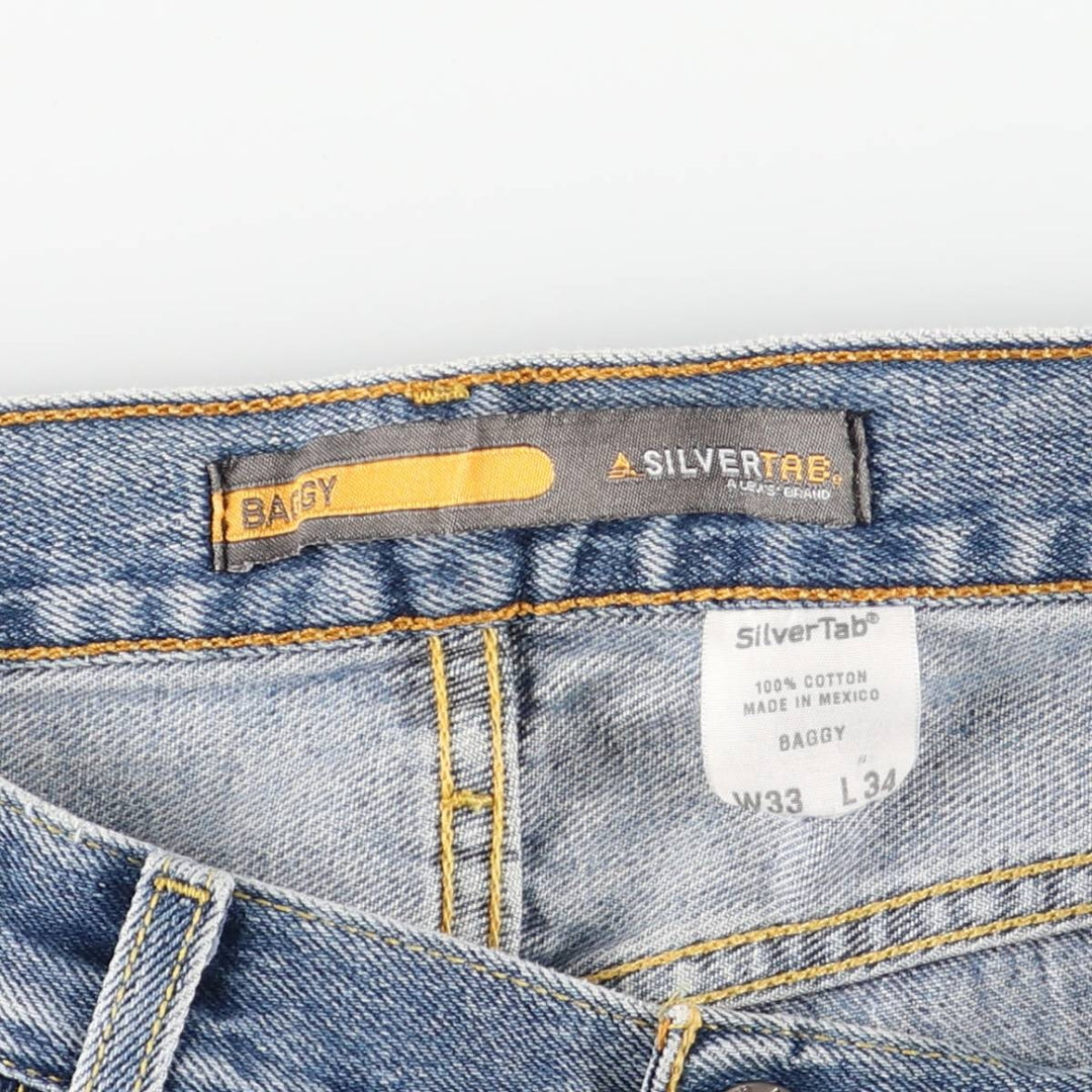 00'S Levi's SILVER TAB BAGGY tapered denim pants for men, size w34 cotton blue type Vintage Second Hand
