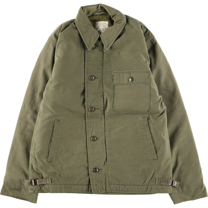 1980'S US military A-2 military deck jacket, made in USA, men's size M, vintage Nylon Khaki type Vintage Second Hand