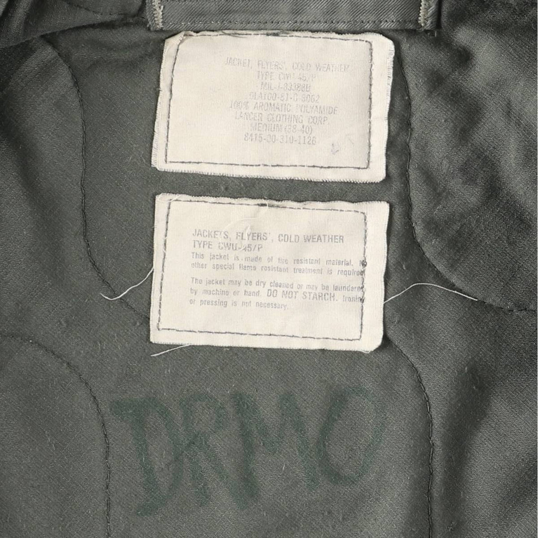 80's US military actual product CWU-45 Aromatic polyamide Khaki type Vintage Second Hand