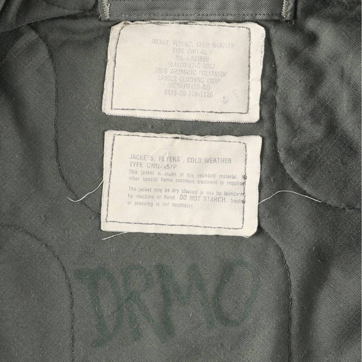 80's US military actual product CWU-45 Aromatic polyamide Khaki type Vintage Second Hand
