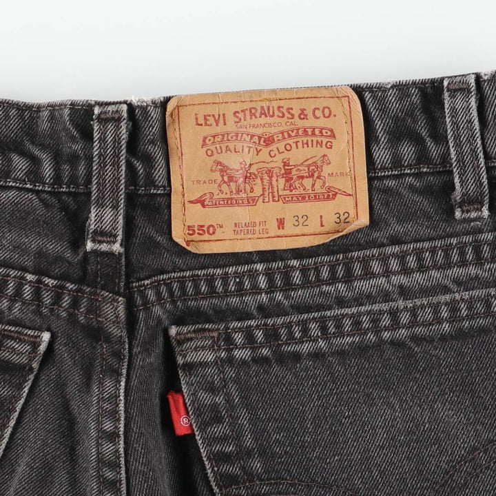 90'S Levi's 00550-0260 Relax Fit Tapered Leg Black Denim Pants, Made in USA, Men's Size W29 cotton black type Vintage Second Hand