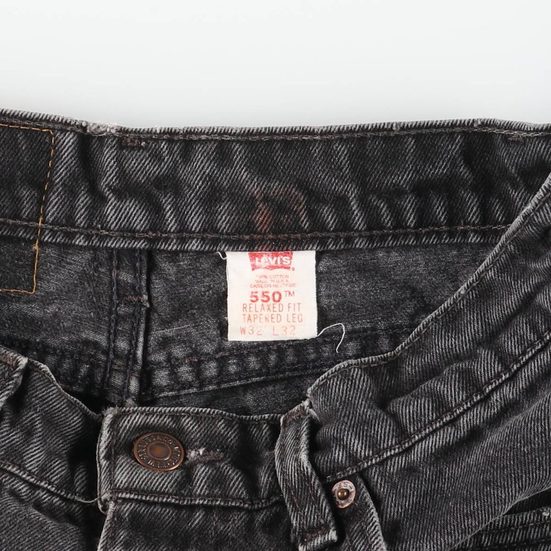 90'S Levi's 00550-0260 Relax Fit Tapered Leg Black Denim Pants, Made in USA, Men's Size W29 cotton black type Vintage Second Hand