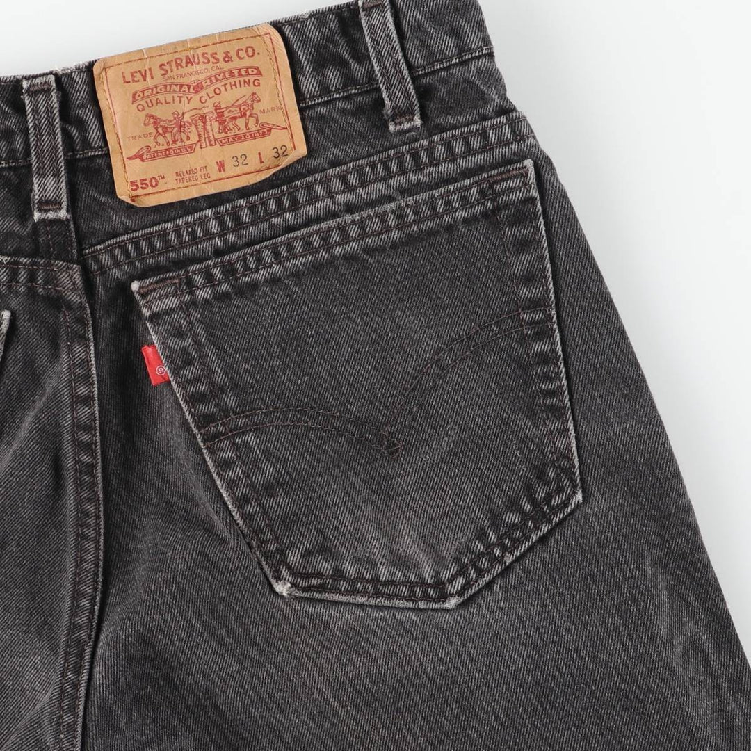 90'S Levi's 00550-0260 Relax Fit Tapered Leg Black Denim Pants, Made in USA, Men's Size W29 cotton black type Vintage Second Hand