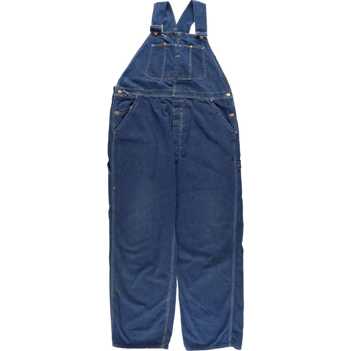 Vintage oversized butt-dyed denim overalls for men, size W42 unclear navy blue type Vintage Second Hand