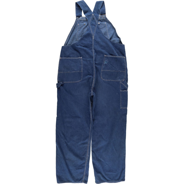 Vintage oversized butt-dyed denim overalls for men, size W42 unclear navy blue type Vintage Second Hand