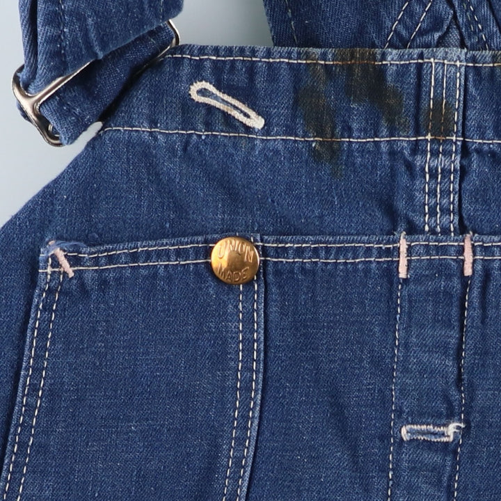 Vintage oversized butt-dyed denim overalls for men, size W42 unclear navy blue type Vintage Second Hand