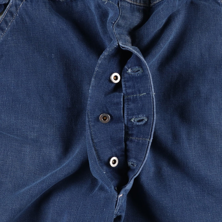 Vintage oversized butt-dyed denim overalls for men, size W42 unclear navy blue type Vintage Second Hand