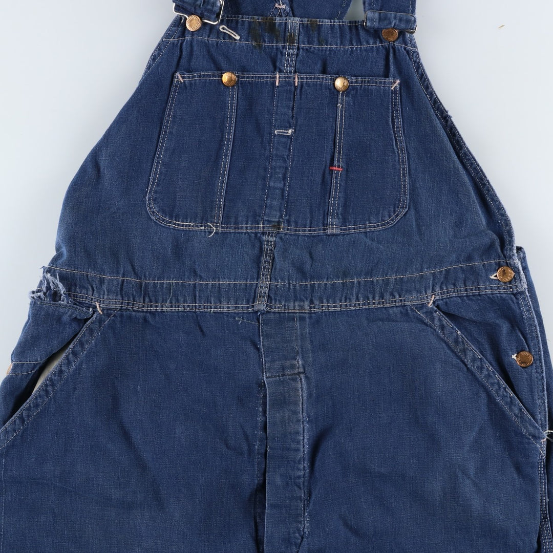 Vintage oversized butt-dyed denim overalls for men, size W42 unclear navy blue type Vintage Second Hand