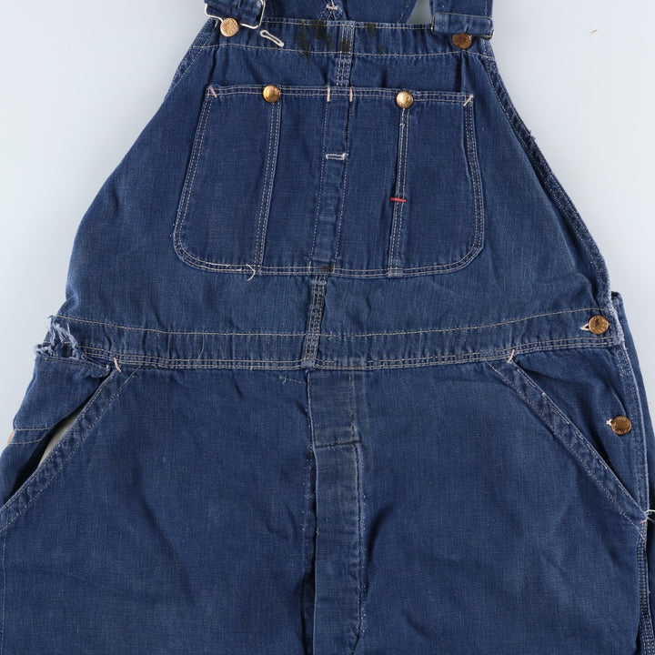 Vintage oversized butt-dyed denim overalls for men, size W42 unclear navy blue type Vintage Second Hand