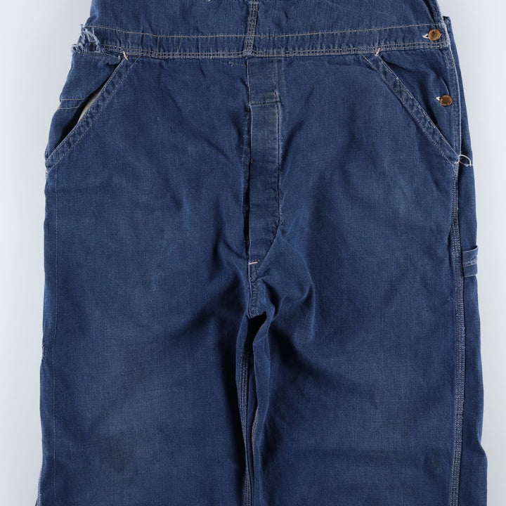 Vintage oversized butt-dyed denim overalls for men, size W42 unclear navy blue type Vintage Second Hand