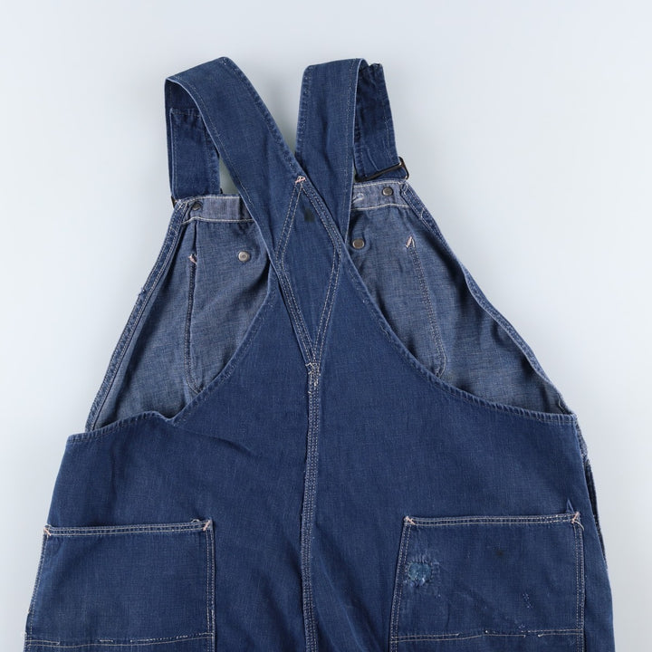 Vintage oversized butt-dyed denim overalls for men, size W42 unclear navy blue type Vintage Second Hand