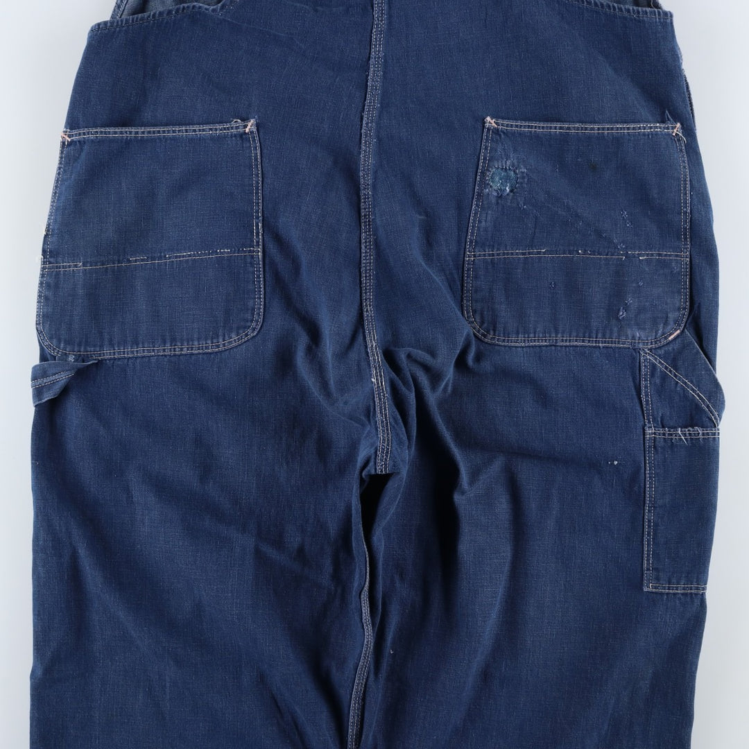 Vintage oversized butt-dyed denim overalls for men, size W42 unclear navy blue type Vintage Second Hand