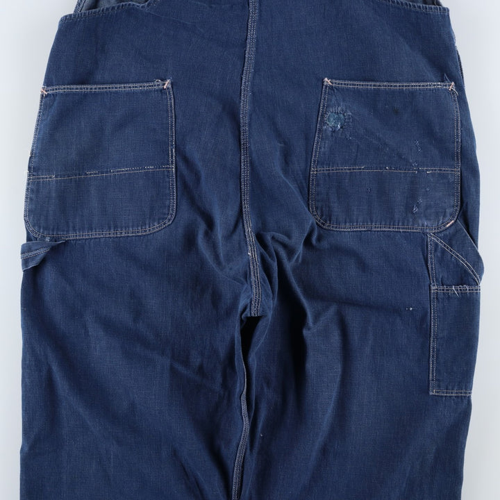 Vintage oversized butt-dyed denim overalls for men, size W42 unclear navy blue type Vintage Second Hand