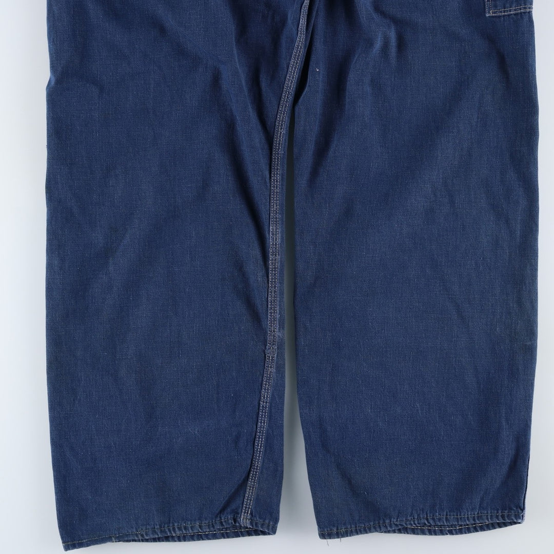 Vintage oversized butt-dyed denim overalls for men, size W42 unclear navy blue type Vintage Second Hand